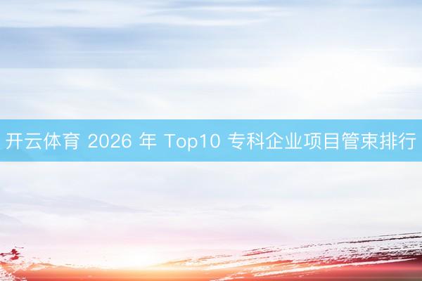开云体育 2026 年 Top10 专科企业项目管束排行