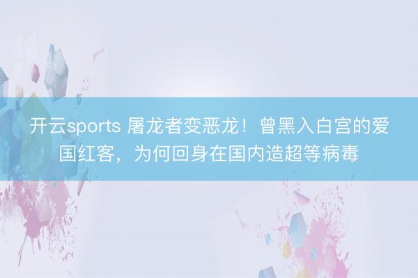开云sports 屠龙者变恶龙!曾黑入白宫的爱国红客,为何回身在国内造超等病毒