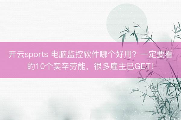 开云sports 电脑监控软件哪个好用？一定要看的10个实辛劳能，很多雇主已GET！